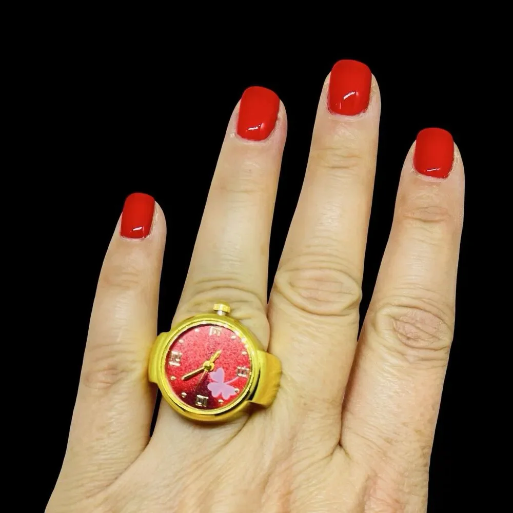 BOZHI Ring Watch Gold Design With Crystals New